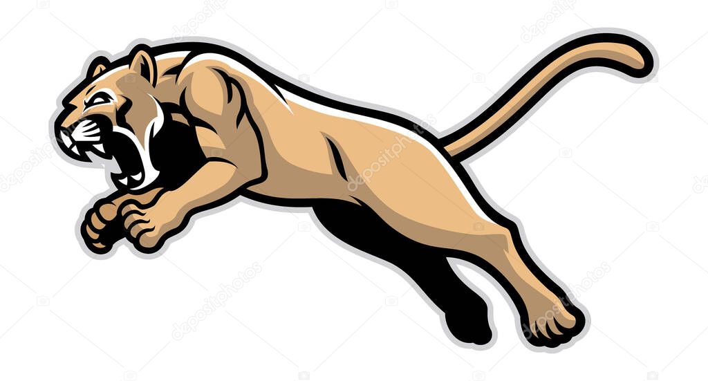 vector of jumping cougar mascot