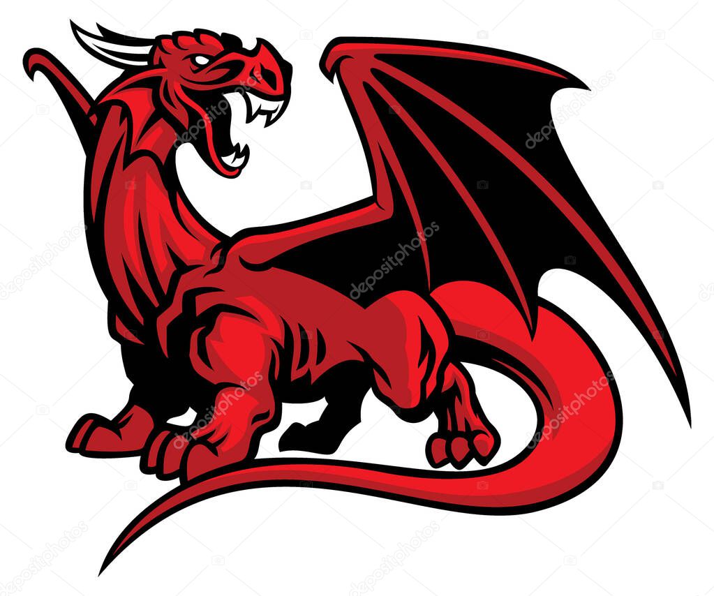 vector of red dragon mascot