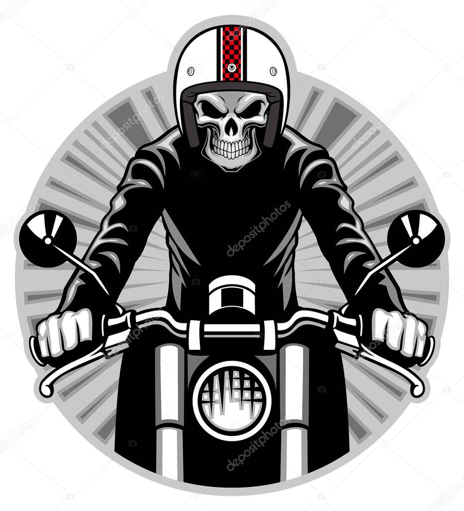 skull ride a motorbike
