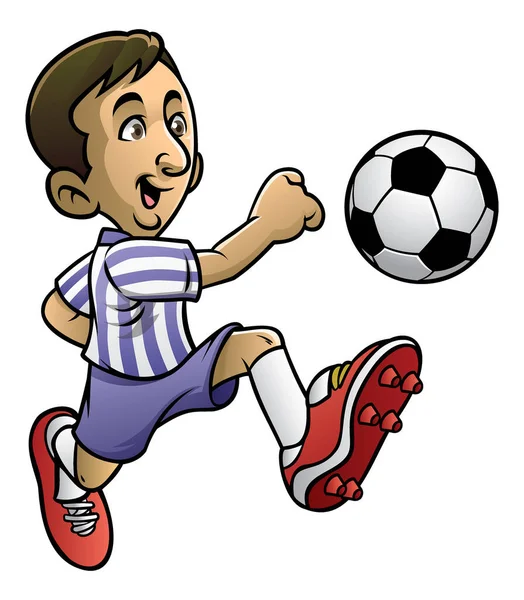 Joueur Football Jouant Ballon — Image vectorielle