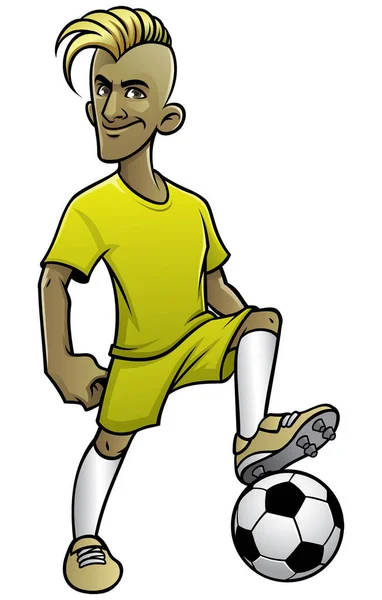 Joueur Football Pose Avec Ballon — Image vectorielle