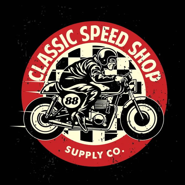 Motorcycle Garage Badge Dirty Texture — Stock Vector