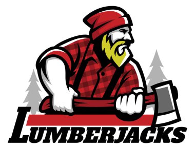 lumberjack mascot holding the axe clipart