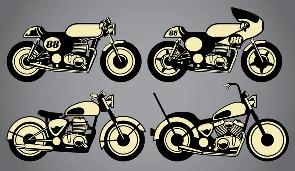 Векторний Набір Старих Старовинних Мотоциклів — стоковий вектор