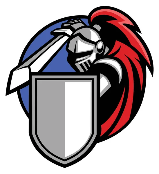 Vector Knight Mascot Shield Sword — Stock Vector