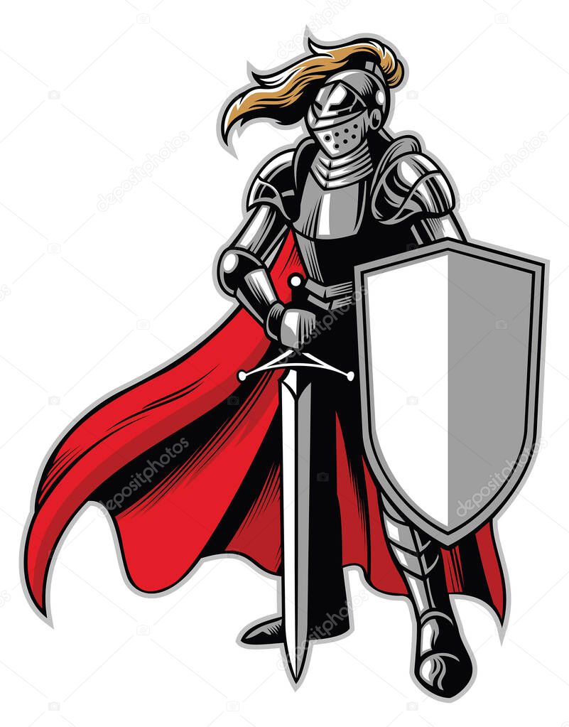 vector of standing knight mascot