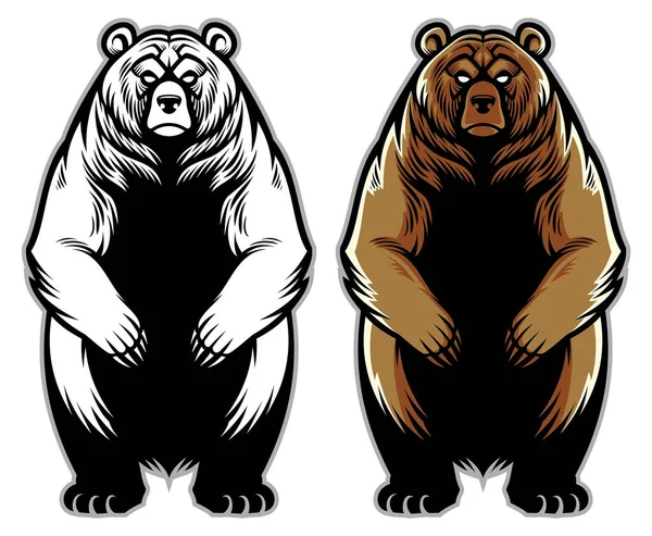 Vector Van Grizzly Beer Mascotte Houding — Stockvector