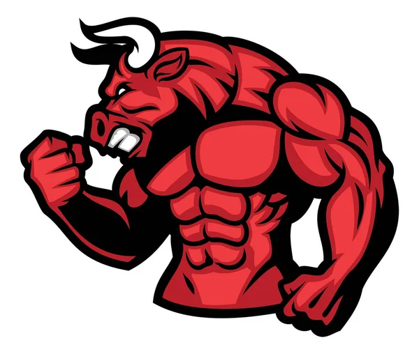 Enorme Músculo Toro Rojo — Vector de stock