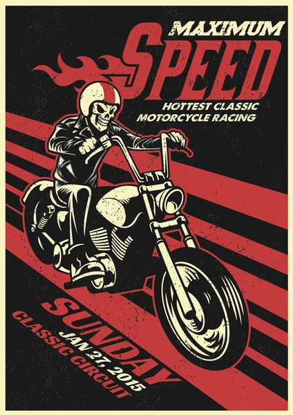 Motosiklet Yarışı Posteri Eski Moda Kirli Desenli — Stok Vektör