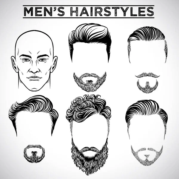 Vector Men Hairstyles Collection — Stock Vector