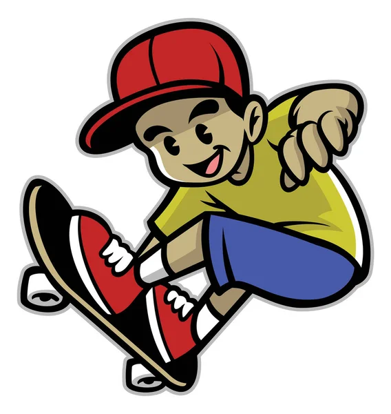 Skater Boy Spelen Skateboard — Stockvector