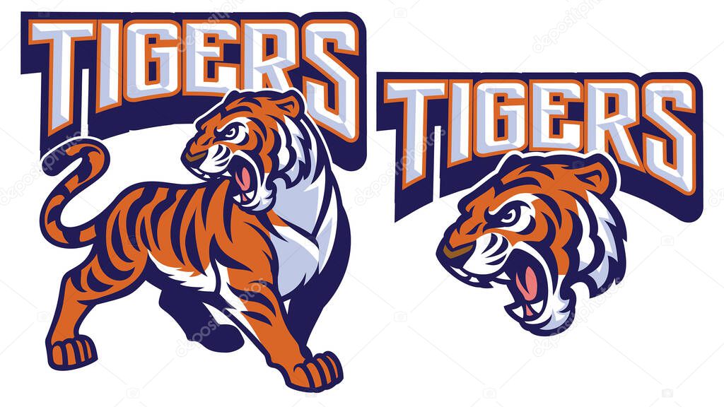 vector of angry tiger mascot logo