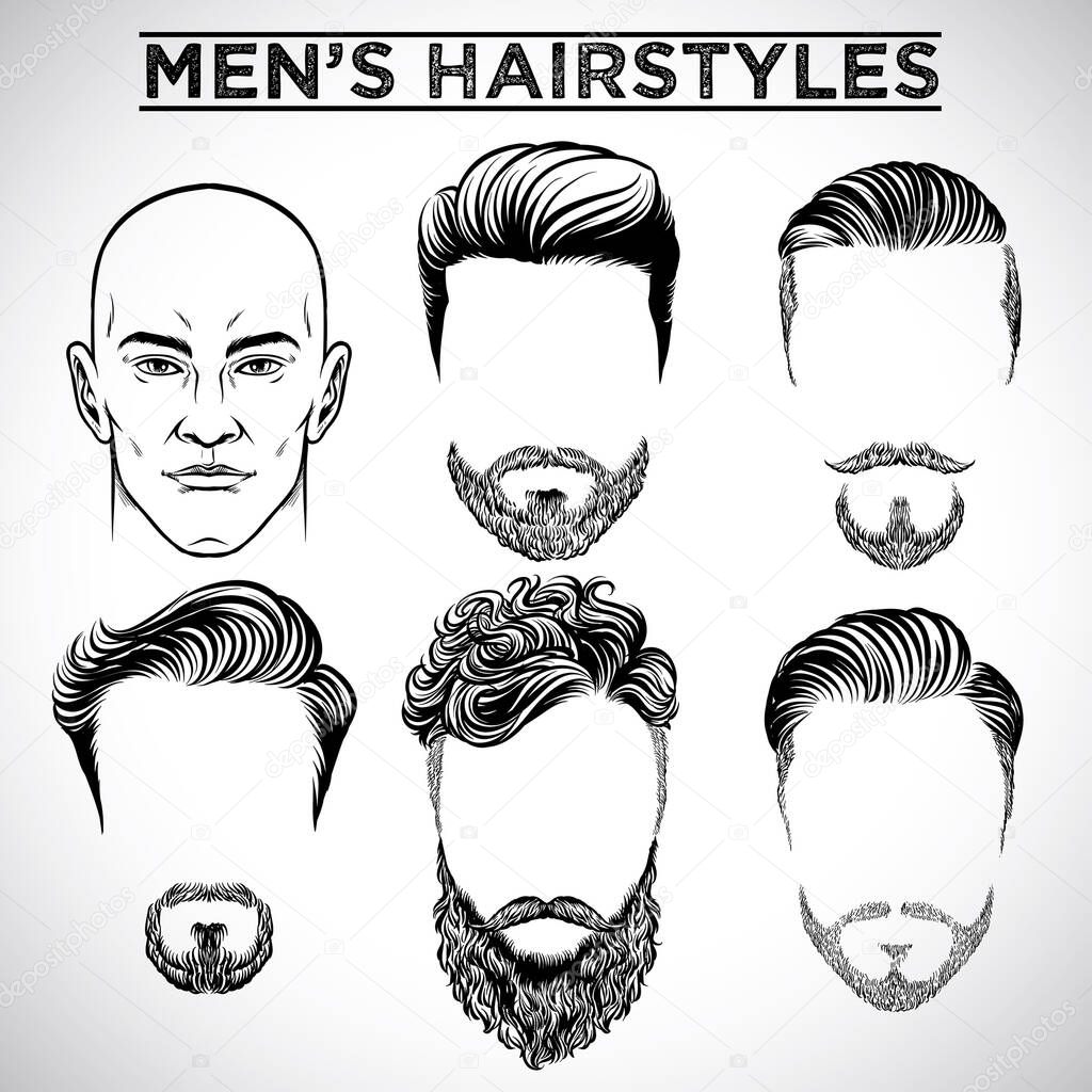 vector of men hairstyles collection
