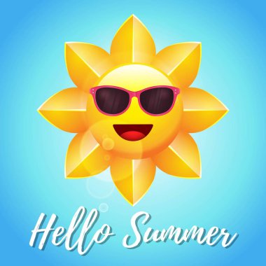 Sarı güneş karakter tasarımı parlayan