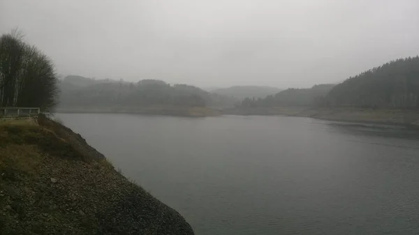 Nevoeiro Sobre Lago República Checa Lago Vir — Fotografia de Stock