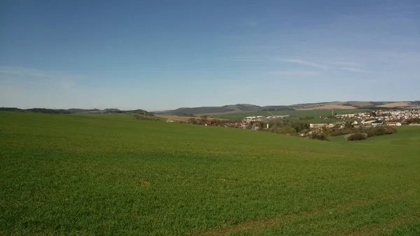 Çayır Bahar Şehir Batı Slovakya Myjava Arkasında — Stok fotoğraf