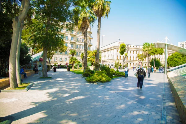 Fuente Del Parque Cultural Filarmónico Hermoso Parque Bakú Bakú Azerbaiyán — Foto de Stock