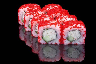 Siyah cam, yansıma suşi rulo .