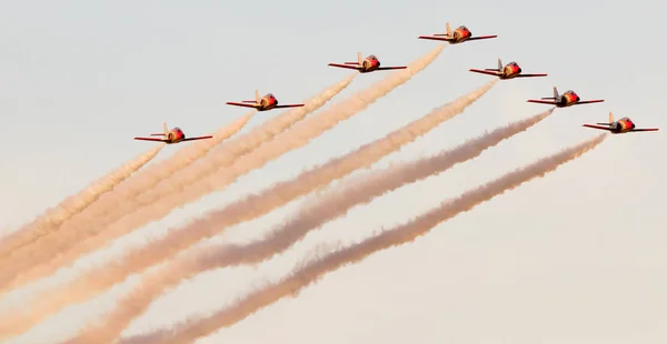 Aviões Fazendo Acrobacias Céu Espanha — Fotografia de Stock