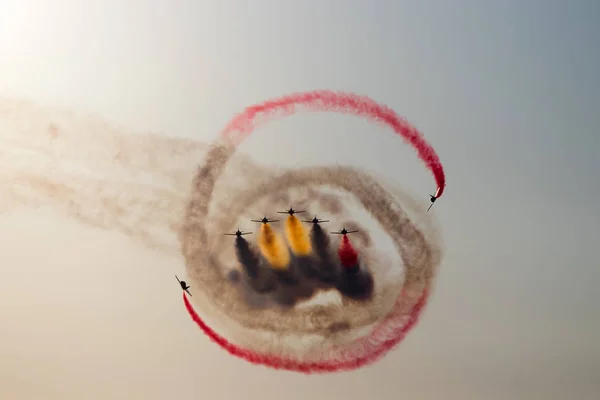 Aviões Fazendo Acrobacias Céu Espanha — Fotografia de Stock