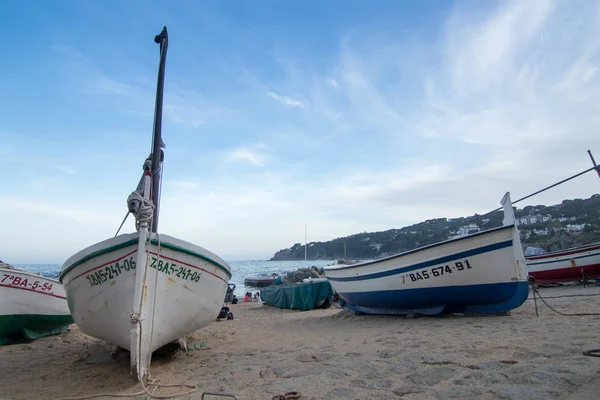 Barcos Praia Costa Brava Mediterrâneo — Fotografia de Stock