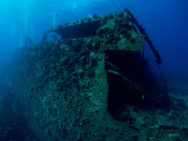 sunken ship with under the sea