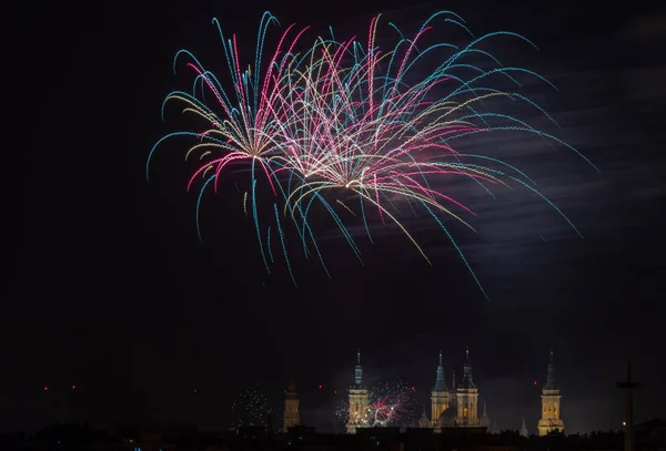 Fireworks Night Black Sky — Stock Photo, Image