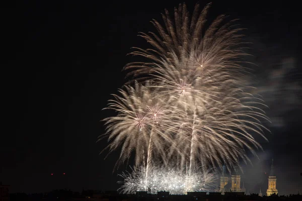 Fireworks Night Black Sky — Stock Photo, Image
