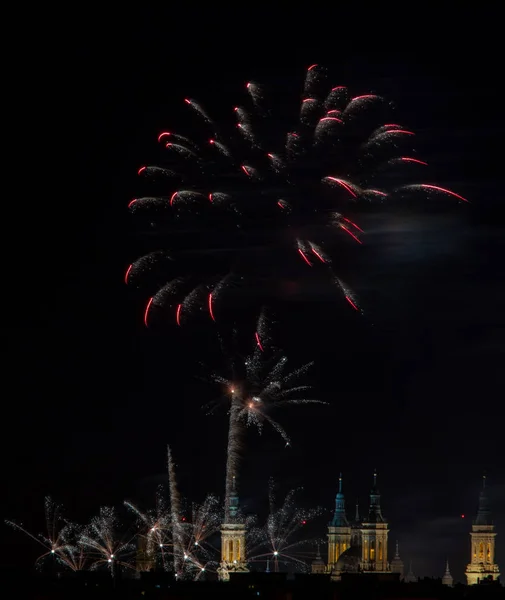 Fireworks Night Black Sky — Stock Photo, Image