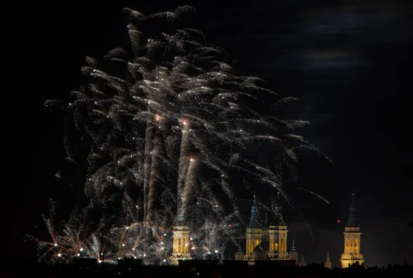 Fireworks Night Black Sky — Stock Photo, Image