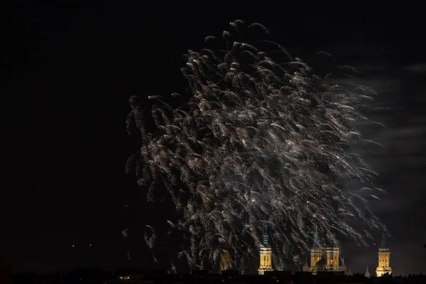 Fireworks Night Black Sky — Stock Photo, Image