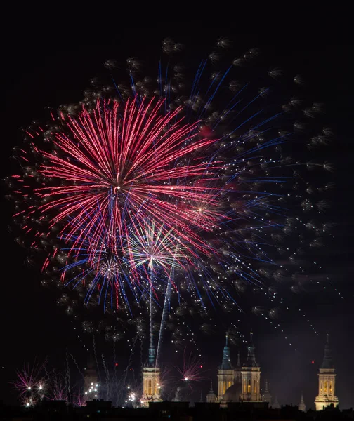 Fireworks Night Black Sky — Stock Photo, Image
