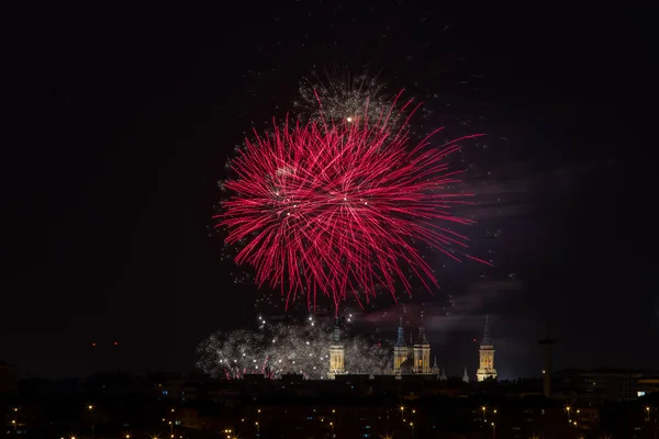 Fireworks Night Black Sky — Stock Photo, Image