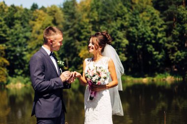 Harika bir düğün çift portre.