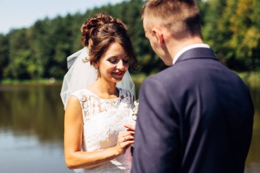 Harika bir düğün çift portre.