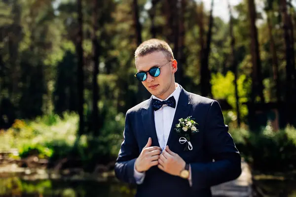 Portrait of a very handsome groom. — Stock Photo, Image