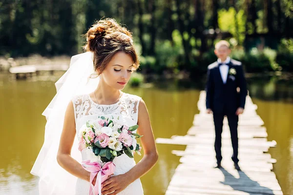 Retrato de una pareja de boda increíble . —  Fotos de Stock