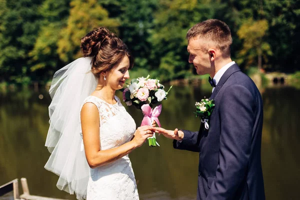 Retrato de una pareja de boda increíble . —  Fotos de Stock