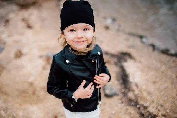 Portrait of a little stylish baby girl. — Stock Photo, Image