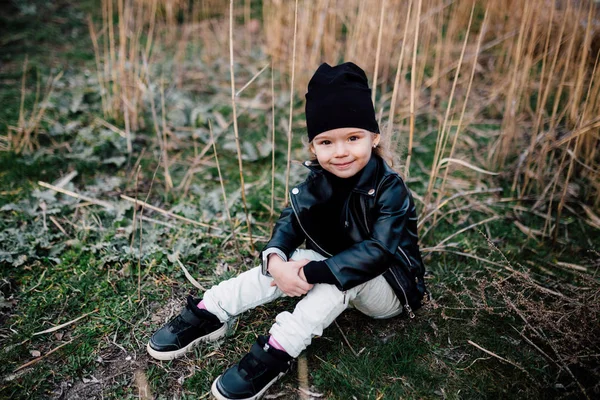 Portrait of a little stylish baby girl. — Stock Photo, Image