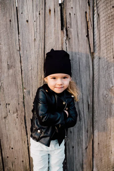 Portrait of a little stylish baby girl. — Stock Photo, Image