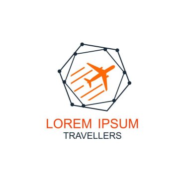 Seyahat logosu, tatil, turizm, iş gezisi şirket logo tasarımı, vektör illüstrasyon