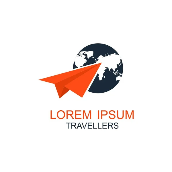 Seyahat logosu, tatil, turizm, iş gezisi şirket logo tasarımı, vektör illüstrasyon