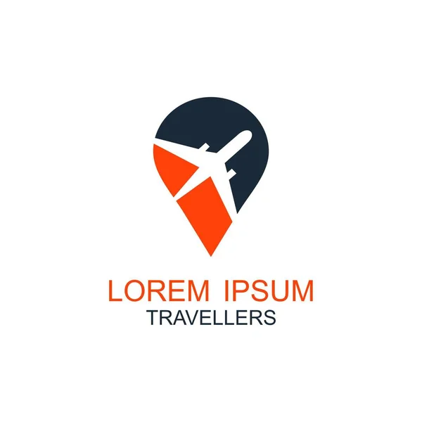 Seyahat logosu, tatil, turizm, iş gezisi şirket logo tasarımı, vektör illüstrasyon