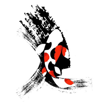 Koi logo japon balık japon sembolü arka plan illüstrasyon vektör stok