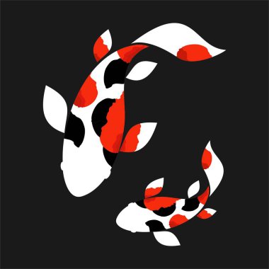 Koi logo japon balık japon sembolü arka plan illüstrasyon vektör stok