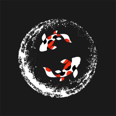 Koi logo japon balık japon sembolü arka plan illüstrasyon vektör stok