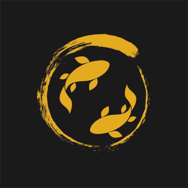 Koi logo japon balık japon sembolü arka plan illüstrasyon vektör stok