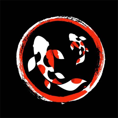 Koi logo japon balık japon sembolü arka plan illüstrasyon vektör stok
