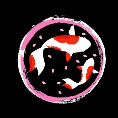 Koi logo japon balık japon sembolü arka plan illüstrasyon vektör stok